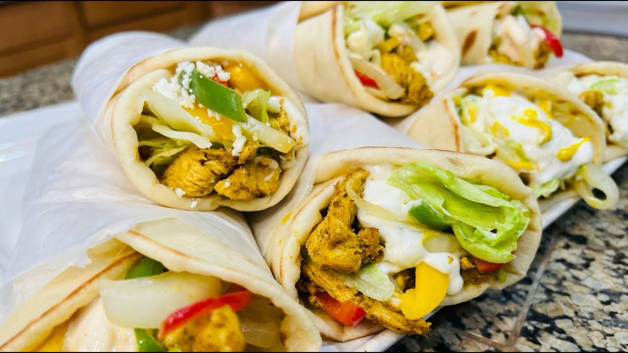 Fresh chicken shawarma wraps at Kabul International